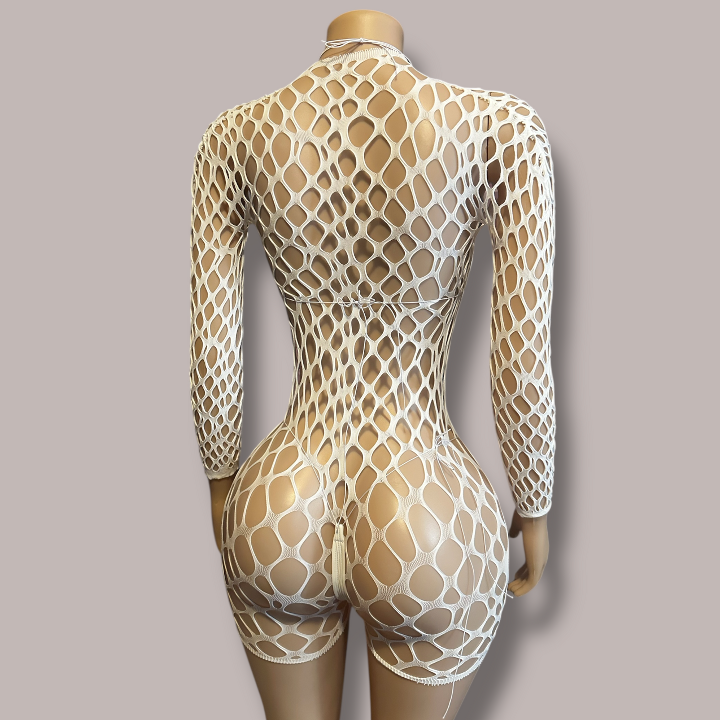 3 pc Fishnet Romper + Bikini