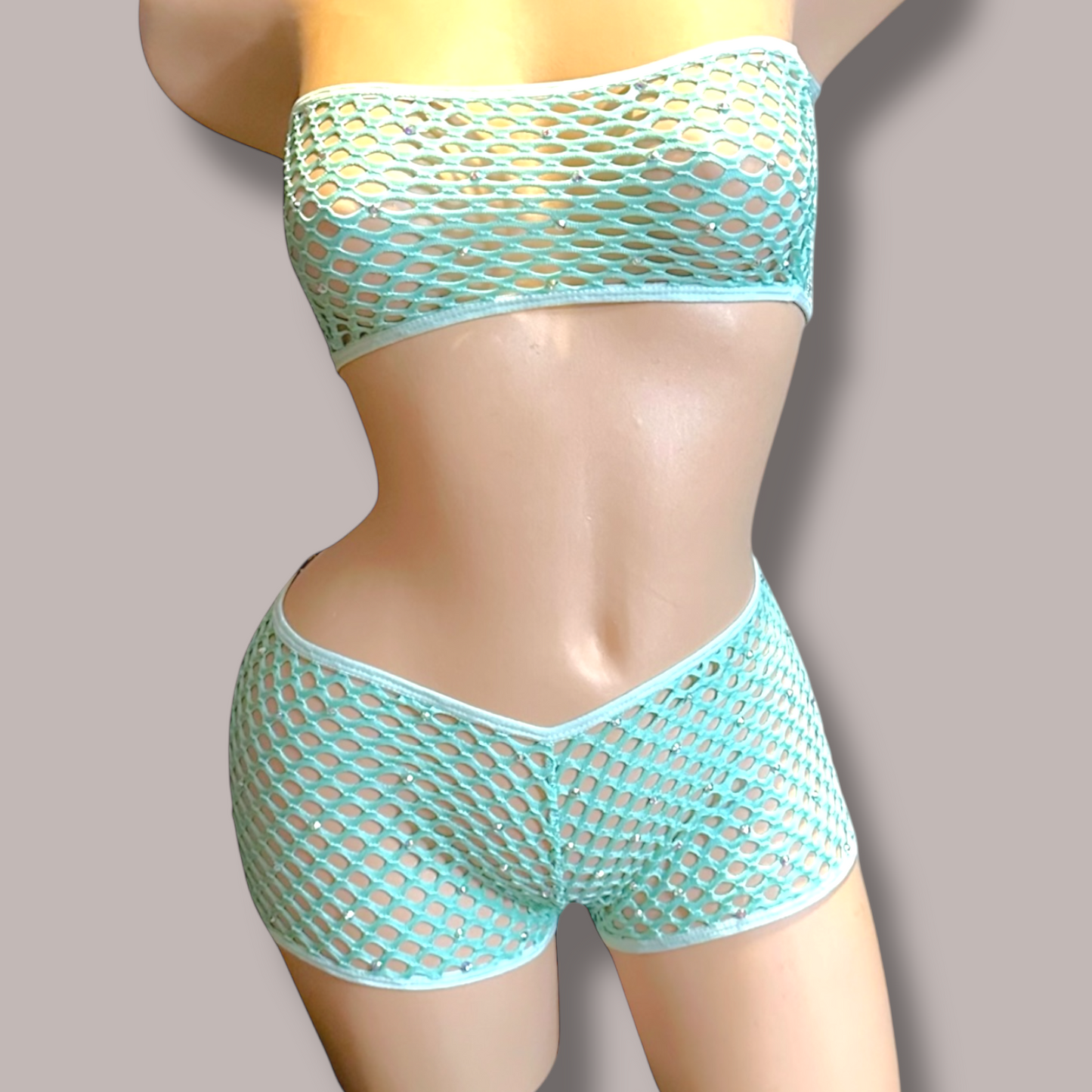 Mint 2 pc Fishnet Set