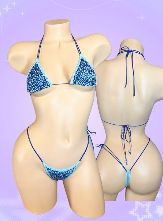 The Vixen Microkini, Blue Leopard Print