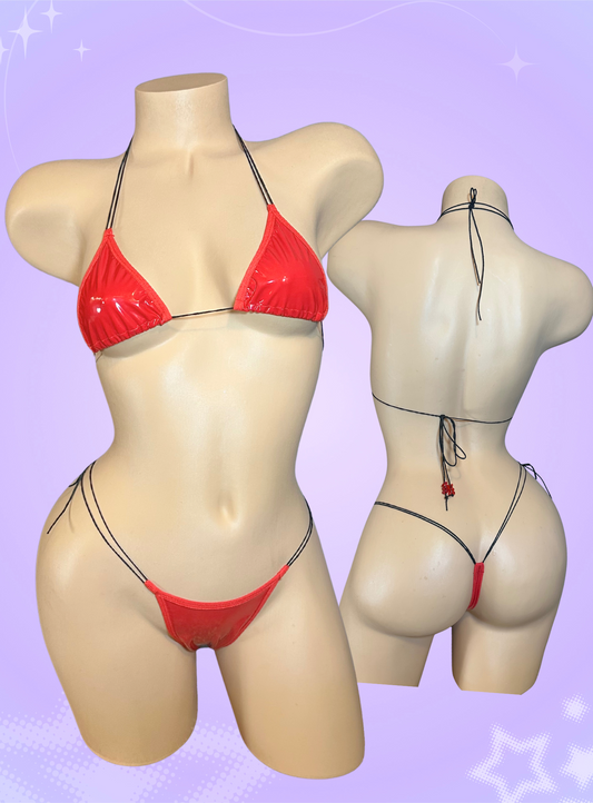 The Vixen Microkini, Red Faux Latex