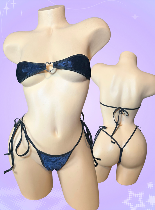 The Gianna, Dark Blue Velvet with Heart