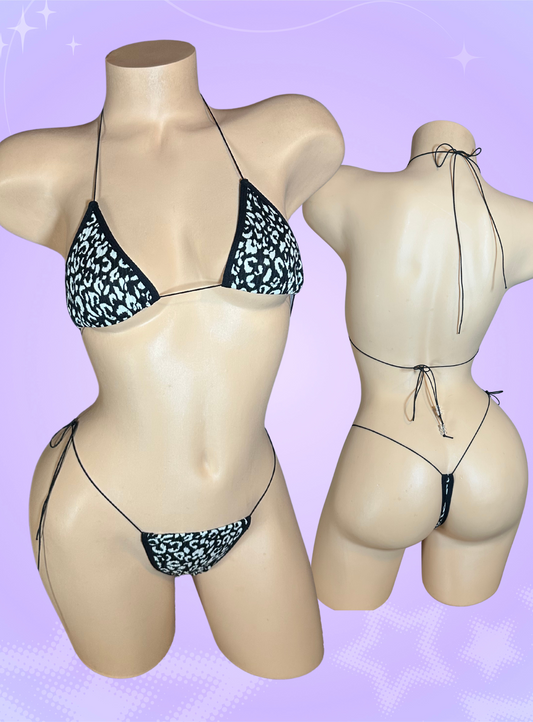 The Nova Microkini, Black and White Leopard Print