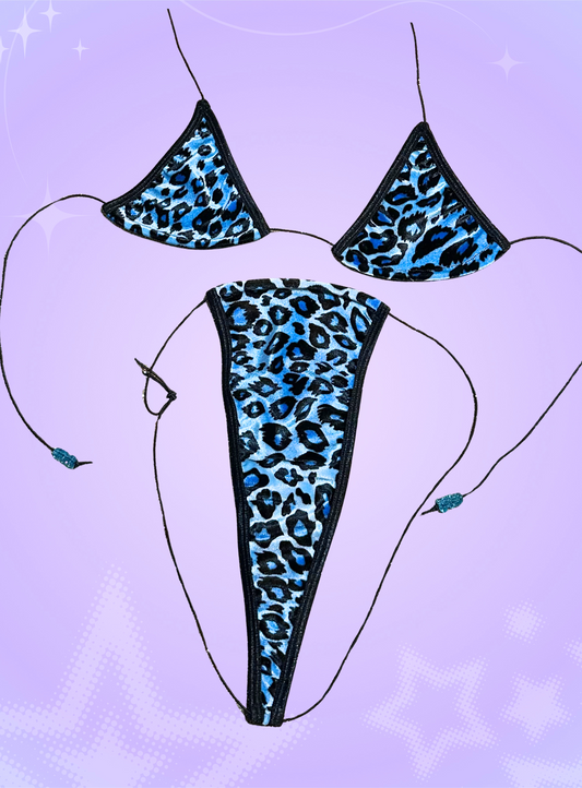 The Nova Microkini, Blue Velvet Leopard Print