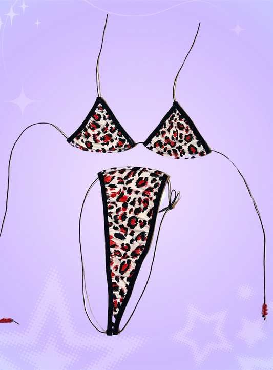 The Nova Microkini, Black And Red Leopard Print