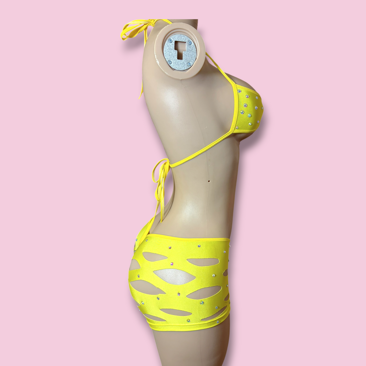Yellow Slit Shorts Set
