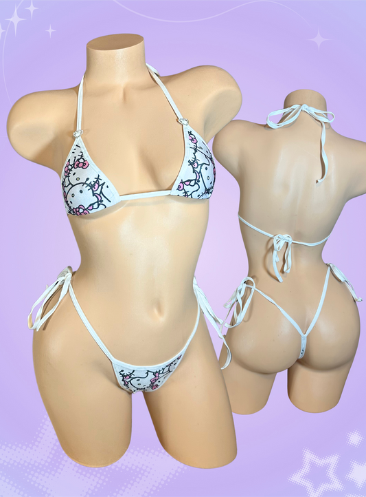 Cartoon Kitty 2 Piece Thong Bikini